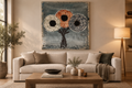 Three Flowers in the Rain — Room Mockup