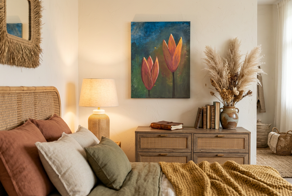 Two Tulips – Boho Bedroom Mockup