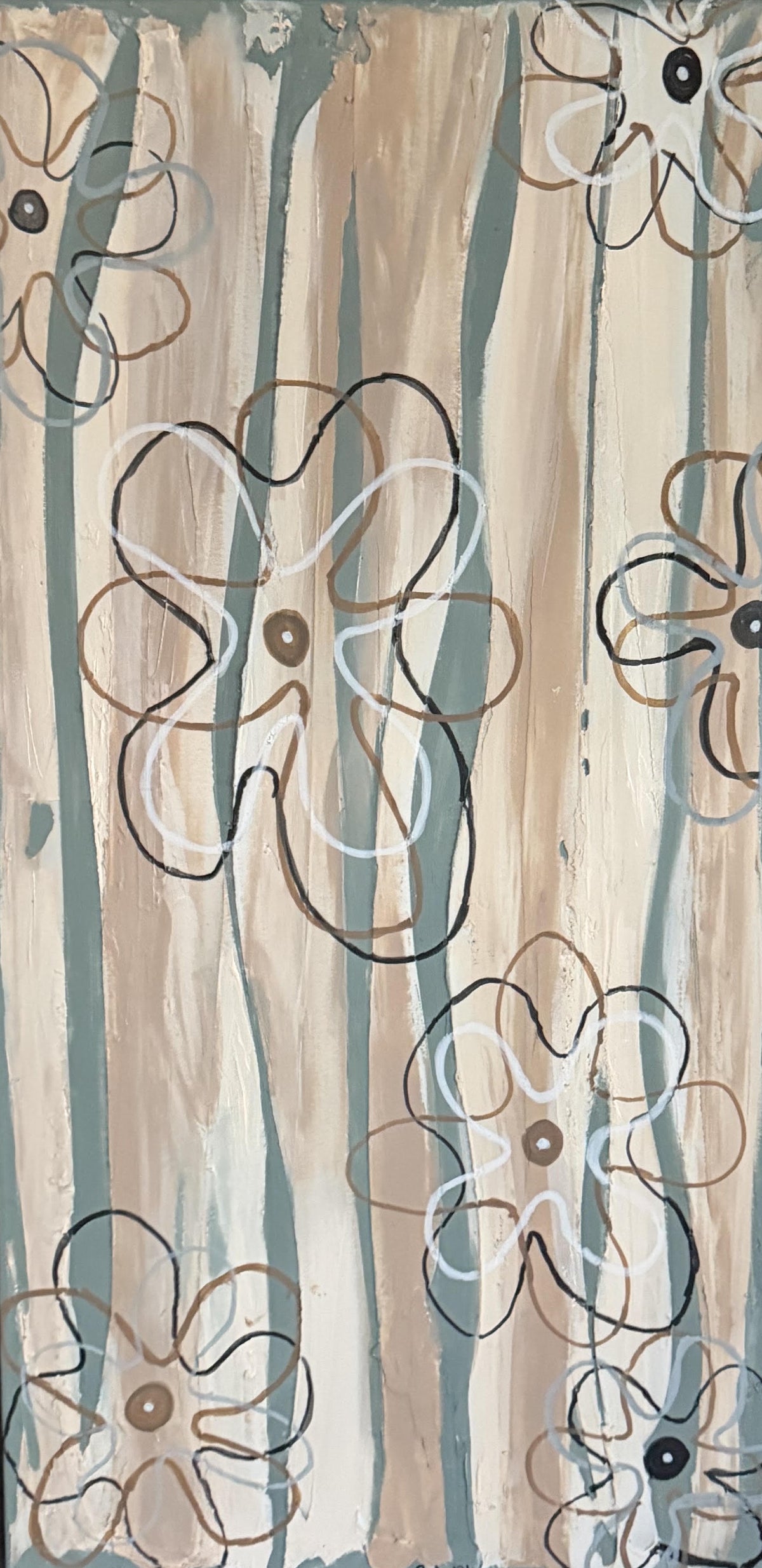 Floral Sketch Original Acrylic Painting — Digital Print