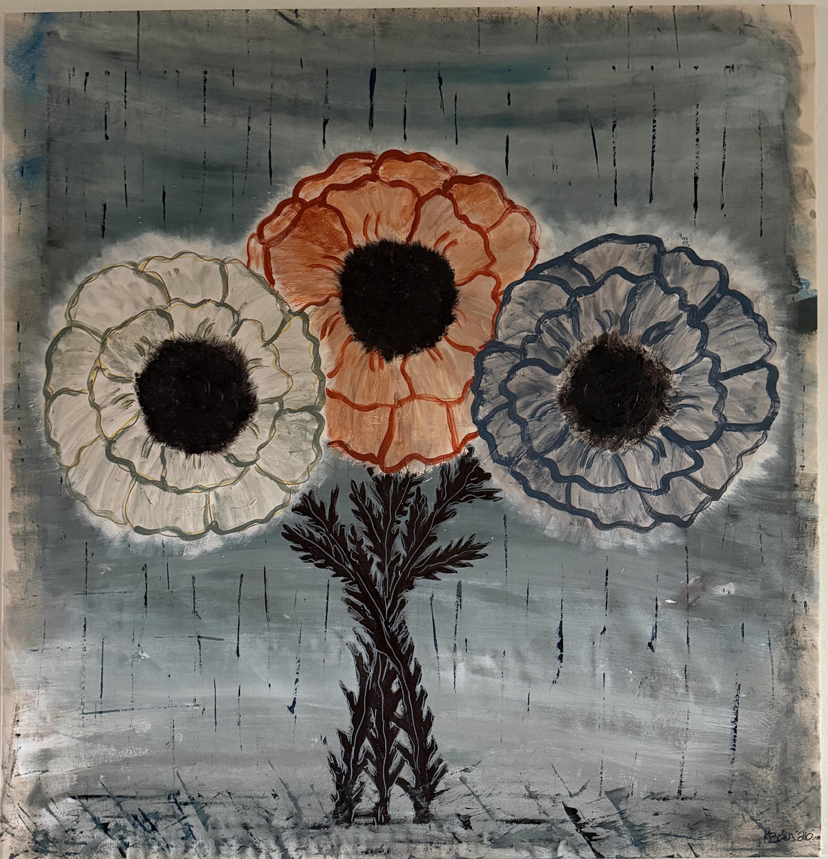Three Flowers in the Rain — Digital Print