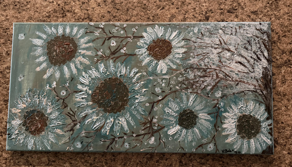Silver Sunflowers Original Acrylic Painting
