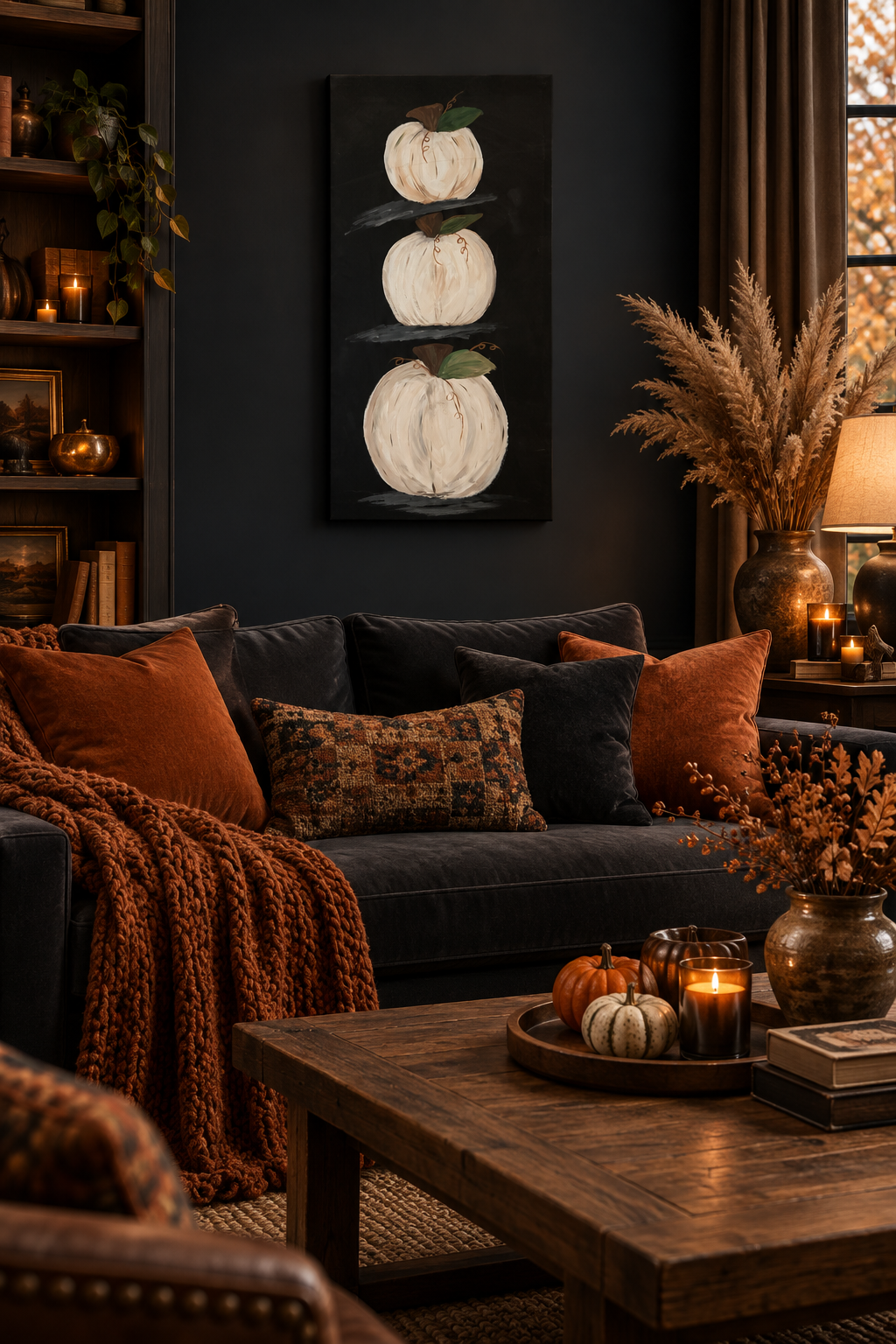 White Pumpkin Painting Fall Room Mockup