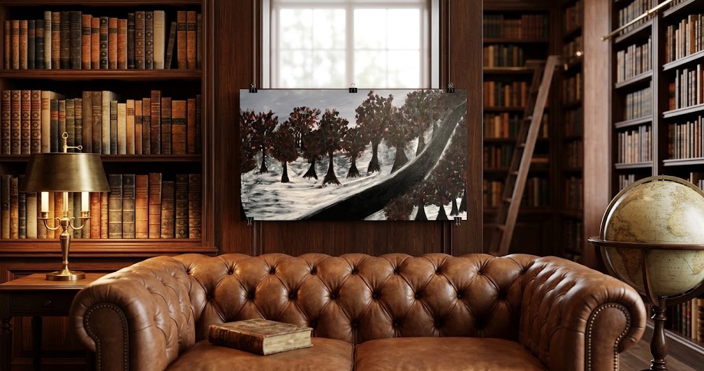 Crimson Grove — Original Acrylic Landscape Painting 48x24 Gallery Wrap
